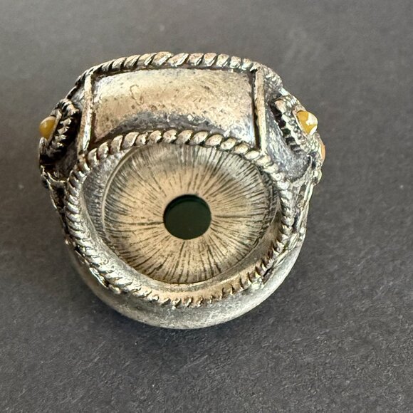 Lucky Brand Statement Ring Size 7 Silver Tone Faux Stones Intricate Design - Picture 5 of 13